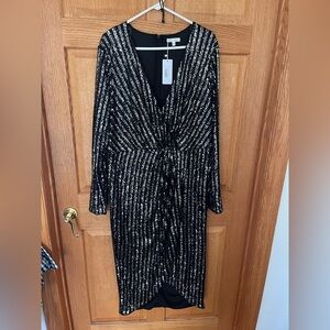 Baltic Born Poland midi Black and Silver SequinMidi Dress